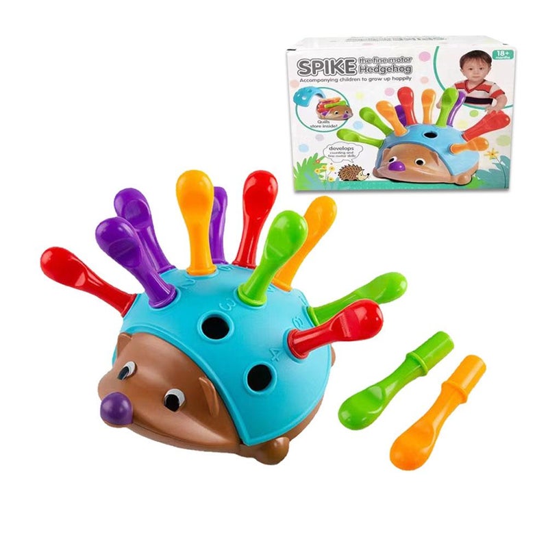 Early childhood education: color recognition, baby's concentration, fine motor skills, Montessori 0-3 year old educational puzzle hedgehog toys.